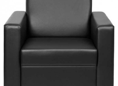 Zwarte leren fauteuil Ontwerper gestoffeerde fauteuil Woonkamer Relax fauteuil